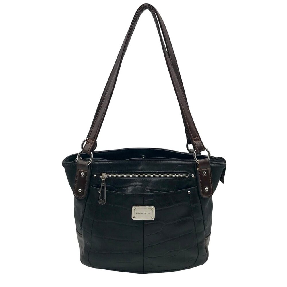 Stone Mountain Black Crocodile Embossed Leather Shoulder Bag
